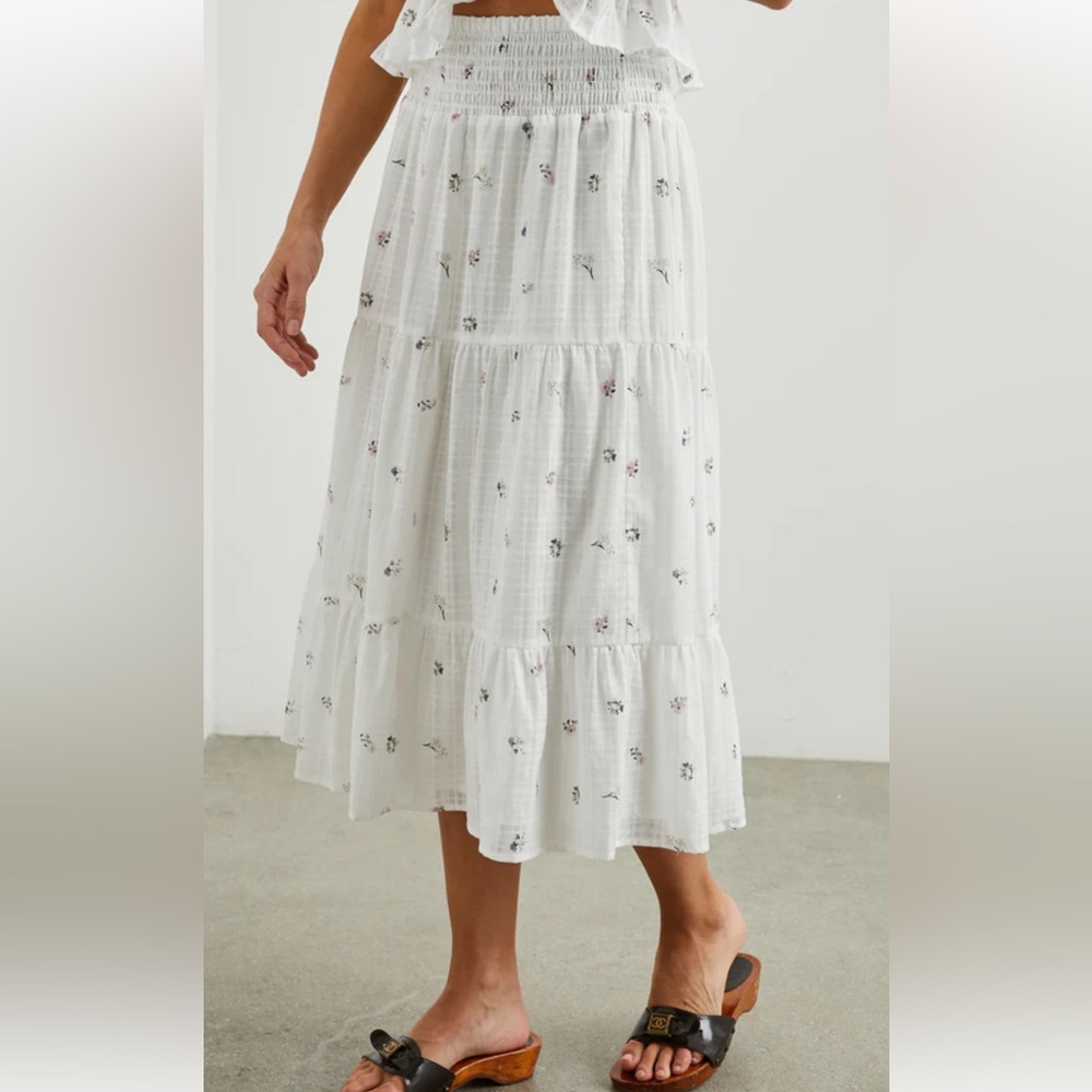 Rails White Floral Midi Skirt